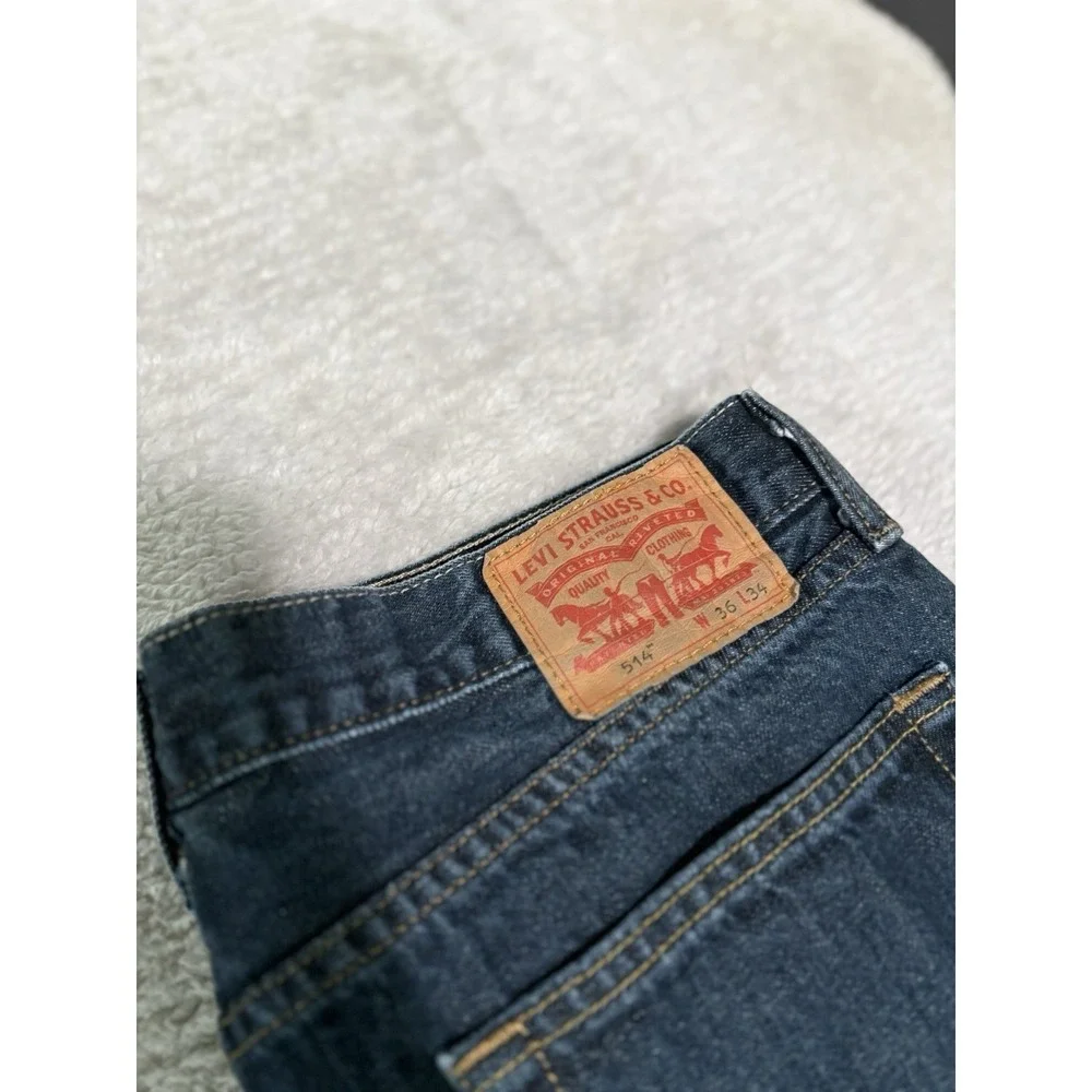 Levi's 514 Mens Slim Straight Size 36x34 Denim‎ Blue Jeans Cotton Pants